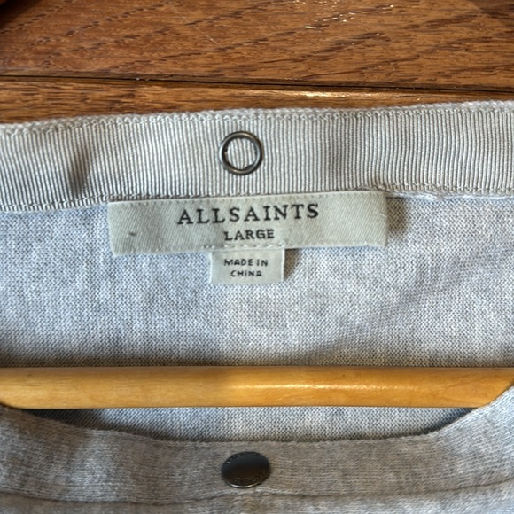 AllSaints Elle Snap-Detail Grey Marl Batwing Sweater - Picture 11 of 12